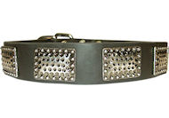 Big LEATHER DOG COLLAR For Mastiffs with Vintage Plates - C89