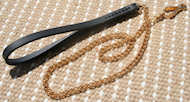 Chain Gold plated dog leash with leather handle -dog lead