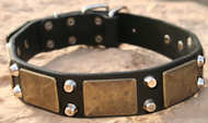 Mastiff Gorgeous Custom Leather Dog Collar- brass plates,pyramid