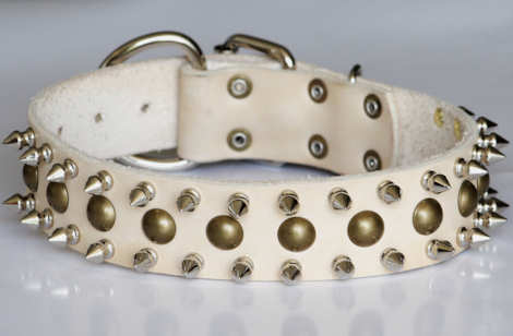 Big leather dog collar with spikes-studded dog collar for big breeds