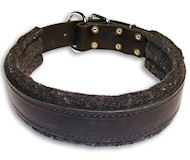 Leather dog collar padded with thick felt for large breeds