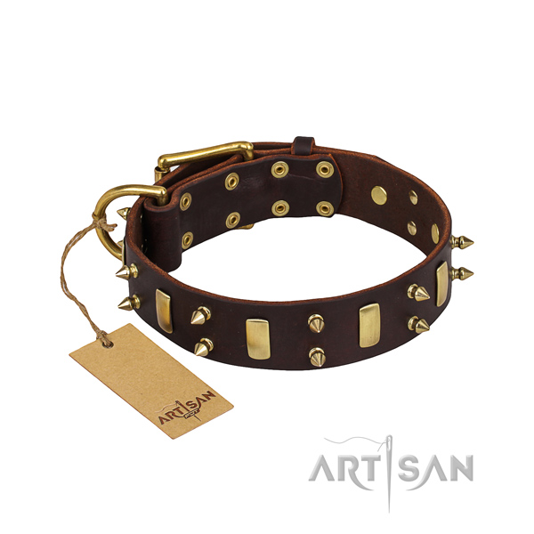 Genuine leather dog collar with smoothly polished finish