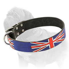 Mastiff dog collar painted in British style with waterproof paints