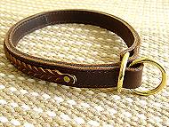 Gorgeous Wide 2 Ply Leather Choke Dog Collar - training collar