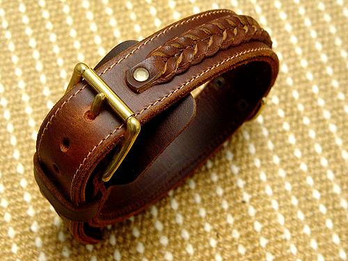 Handmade Braided Leather Dog Collar 