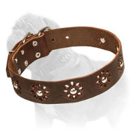 'Elegant Flower' Mastiff Leather Dog Collar 'Elegant Flower' Mastiff Leather Dog Collar