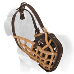 Mastiff easy to fix leather basket muzzle