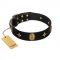 "Star Powder" FDT Artisan Black Leather Mastiff Collar with Ovals and Stars - 1 1/2 inch Wide