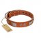 "Pawsy Glossy" FDT Artisan Exclusive Tan Leather Mastiff Collar 1 1/2 inch (40 mm) wide