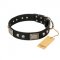"Pirates Gold" FDT Artisan Black Leather Mastiff Collar with Old Silver Look Plates and Skulls
