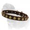 Gorgeous Wide Leather Dog Collar With Dotted Circles for Mastiff Walking