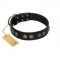 "Silver Medallions" Mod FDT Artisan Black Leather Mastiff Collar with Round Plates