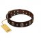 "Breaking the Horizon" FDT Artisan Brown Leather Mastiff Collar with Engraved Studs and Medallions