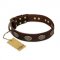 "Chocolate kiss" FDT Artisan Leather Mastiff Collar with Old Bronze Look Oval Plates