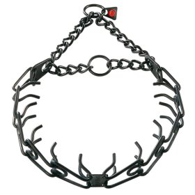 Trendy Mastiff Dog Pinch Prong Collar of Black-Colored Steel