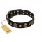 "Starry Saga" FDT Artisan Black Leather Mastiff Collar with Stars and Skulls