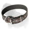 Handpainted Leather Canine Collar for Mastiff Walking and Training