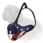 Colorful American Flag Leather Pitbull Muzzle