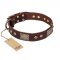 "Loving Owner" FDT Artisan Decorated Leather Mastiff Collar with Plates and Studs