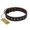 "Stars of Glory" FDT Artisan Brown Leather Mastiff Collar for Comfortable Walking
