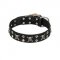 FDT Artisan Fancy Rock 'n' Roll Style Leather Mastiff Collar with Skulls, Bones and Studs 1 1/2 inch (40 mm) wide