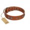 "Splendid Armor" Premium Quality FDT Artisan Tan Designer Mastiff Collar with Shields and Stars