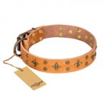 'Top-Flight' FDT Artisan Adorned Tan Leather Mastiff Collar