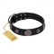 "Ad Infinitum" Durable FDT Artisan Black Leather Mastiff Collar with Chrome Plated Brooches