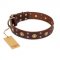 "Caprice of Fashion" FDT Artisan Brown Leather Mastiff Collar with Round Decorations