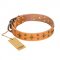'Top-Flight' FDT Artisan Adorned Tan Leather Mastiff Collar