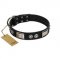 "Grand Wear" FDT Artisan Black Leather Mastiff Collar with Shining Plates and Spiked Studs