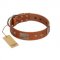 "Great Obelisk" Handcrafted FDT Artisan Tan Leather Mastiff Collar with Large Plates and Pyramids