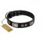 "Pitch Dark" FDT Artisan Black Leather Mastiff Collar with Stars and Plates