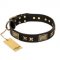 "Passion for Style and Beauty" FDT Artisan Decorated Black Leather Mastiff Collar