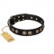"Golden Artifact" FDT Artisan Black Leather Mastiff Collar with Old-bronze Covered Medallions