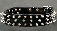 Black Spiked Leather Dog Collar for Mastiff