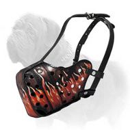 High Quality Hand-Painted Leather Dog Muzzle for Attack Training