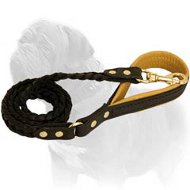 Gorgeous Leather Mastiff Leash Decorated with Braid