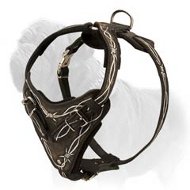 Painted with Barbed Wire Drawing Leather Agitation Harness for Mastiff Breed