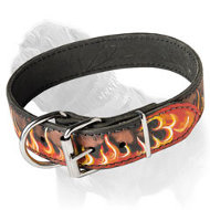 Handpainted Leather Dog Collar for Mastiff Walking and Training