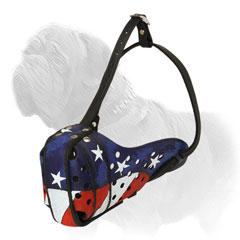 Colorful American Flag Leather Pitbull Muzzle