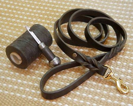 Leather Braided Obedience Lead for MASTIFF walking and tracking