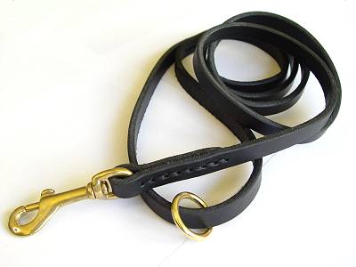 Flat Leather Leash 1/2 inch w/h solid brass for Mastiff