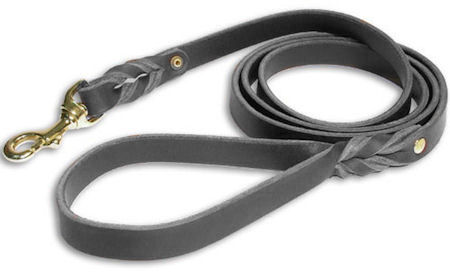 Mastiff Leather Dog Leash Double Braided 3/4 Inch