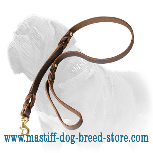 Handmade Designer Double Handle Mastiff Dog Leash with Braids