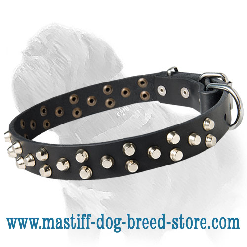 Easy Adjustable Leather Dog Collar for Mastiff Walking and Training