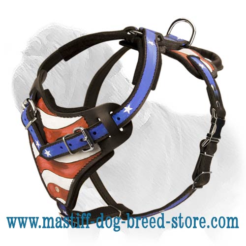 Mastiff Harness for Attack Work Painted with Patriotic Symbols