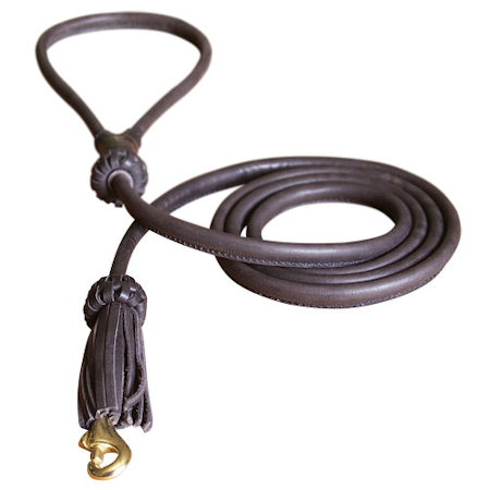 Rolled Leather Leash 3/8, 1/4 width x 4 feet for Mastiff