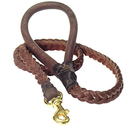 Slot Braided Leather Leash for Mastiff