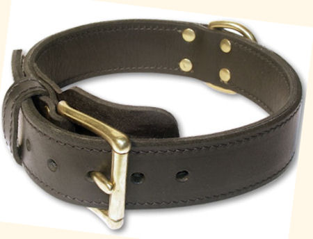 Tac-Black Leather Agitation Collars for Mastiff training